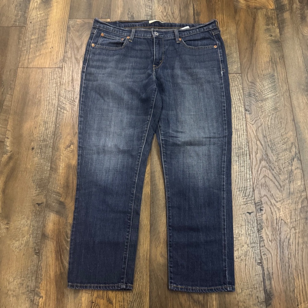 Levis Womens Boyfriend Jeans Dark Wash Mid Rise Straight Leg Size‎ 31